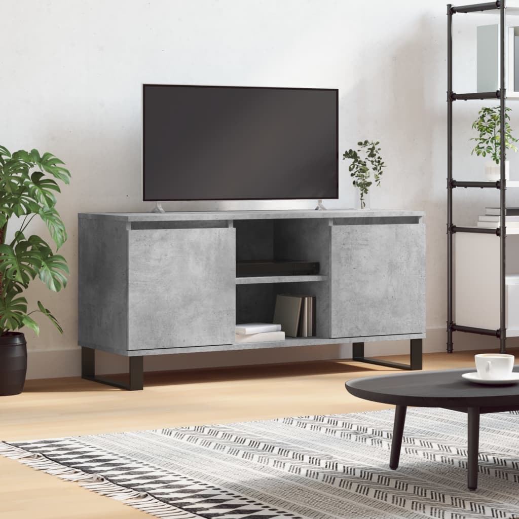 Meuble TV Gris Béton 160x35x55 Cm - Bois D'ingénierie - Neuf