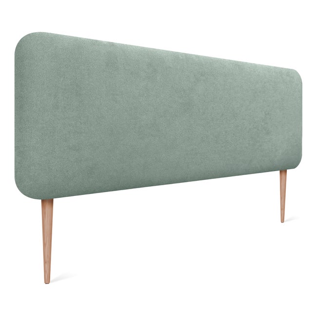 DHOME Tête de Lit Capitonnée Lisse Arrondie en Tissu avec Pieds pour Mur | Panneaux Acoustiques Absorbants Chambre (Vert d’Eau, 140cm)
