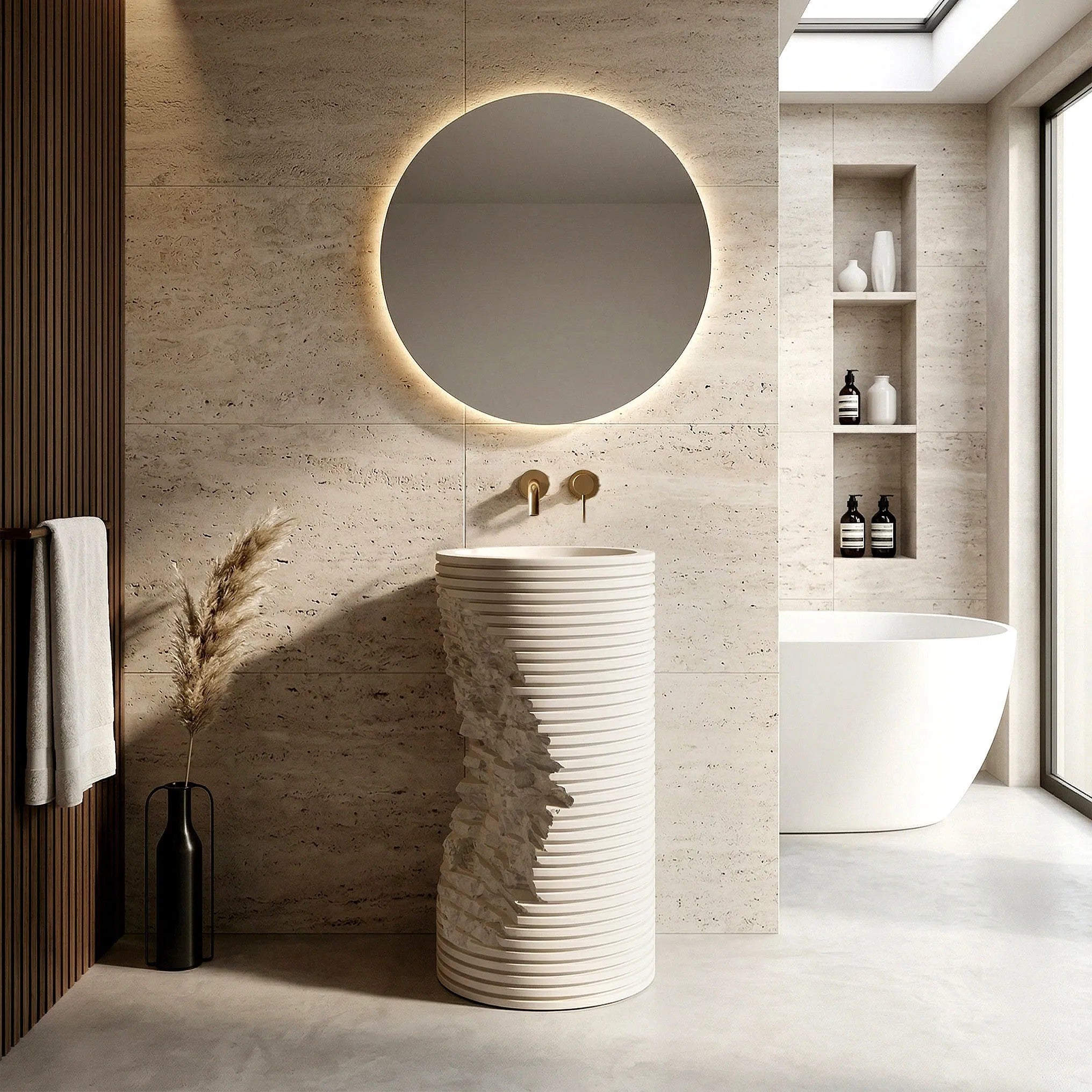 Vasque Autoportante Rea Traverna Round Beige - 4