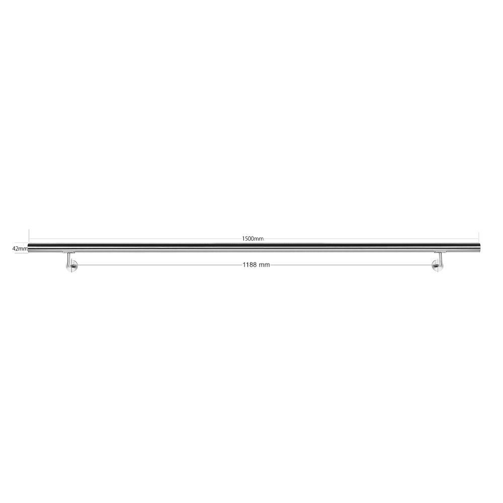 Kit Main courante Escalier 150cm Acier affiné V2A Garde-corps Rambarde Support mural Dispositif de fixation Balustrade Logement WilTec - 4