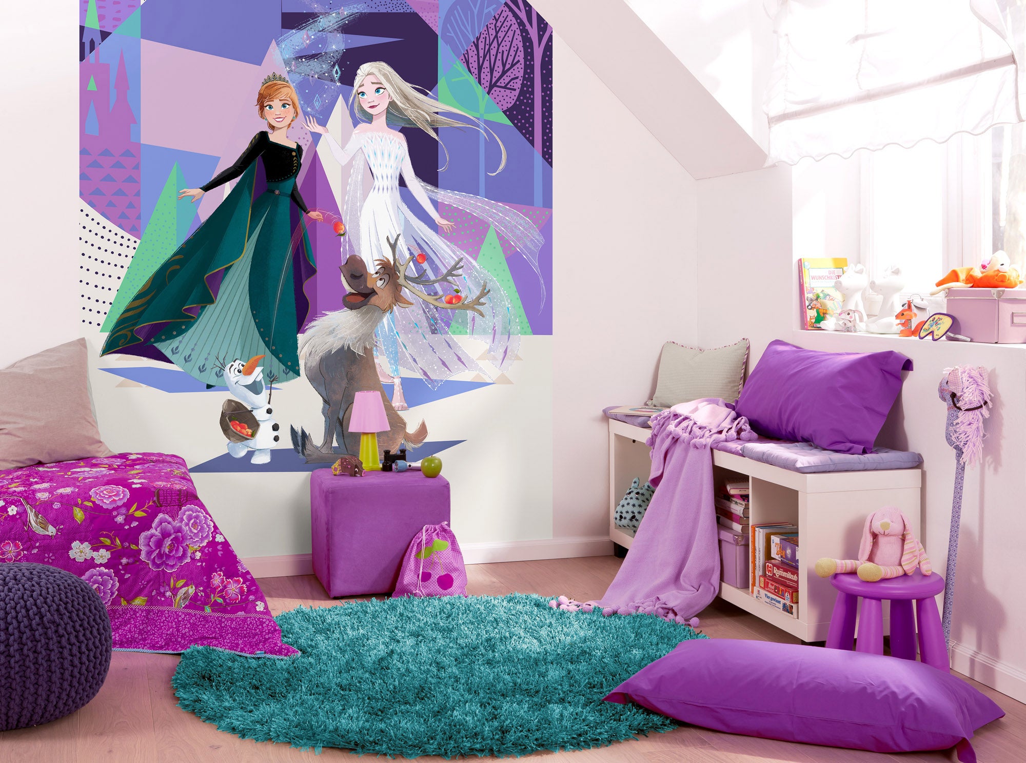 Papel pintado no tejido panorámico de komar - disney frozen abstract arendelle - talla: 200 x 280 cm