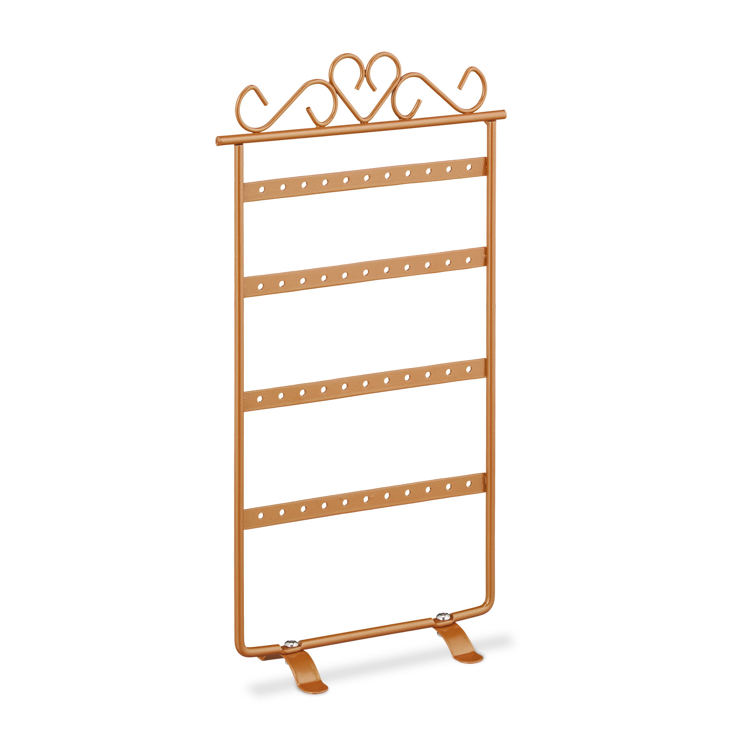 Porte-boucles d’oreilles, présentoir à bijoux, 44&nbsp;emplacements, en fer, HLP&nbsp;: 30,5 x 16,5 x 6,5&nbsp;cm, bronze, Relaxdays - 8