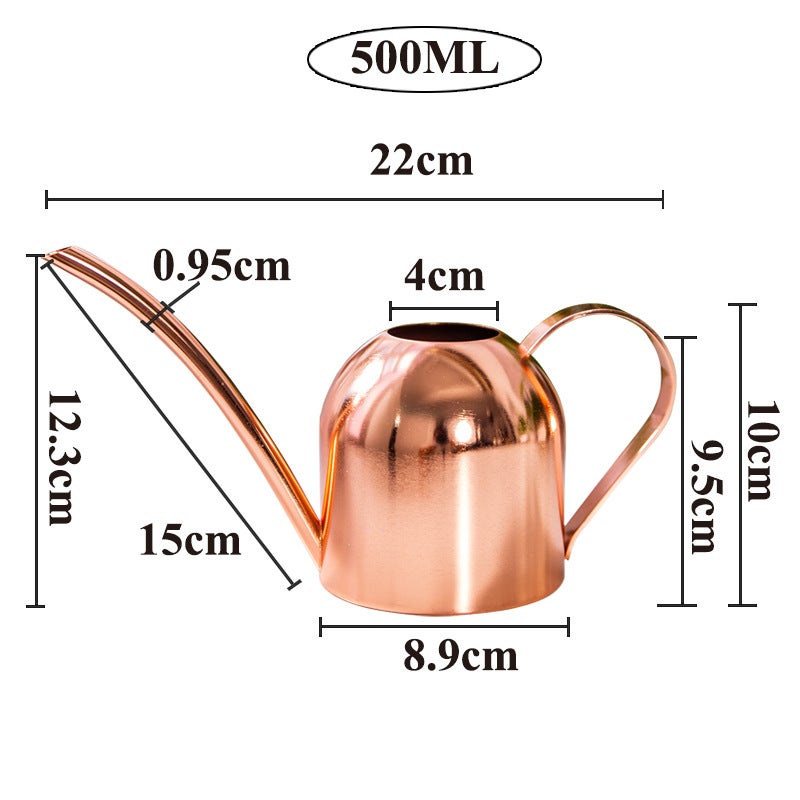 Arrosoir d'intérieur pour plantes d'intérieur -500ml- En acier inoxydable - Avec long bec - Or rose - 3