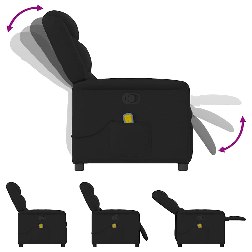 Fauteuil de massage inclinable Noir Tissu - 7