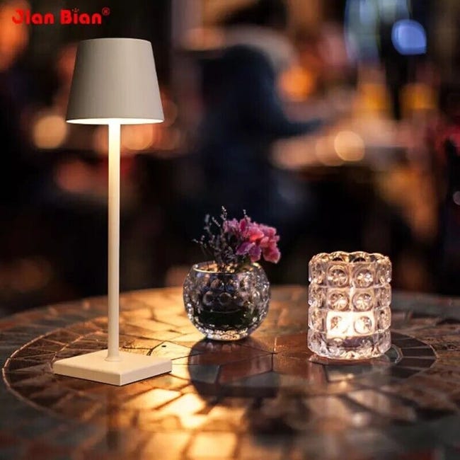 Lampada da tavolo LED 12x38 cm senza fili ricaricabile USB touch MACAO Bianco Lampada da tavolo LED 12x38 cm senza fili ricaricabile USB touch MACAO Bianco