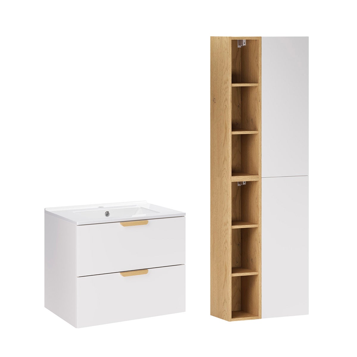Mueble lavabo 60cm con pedestal oria blanco mate
