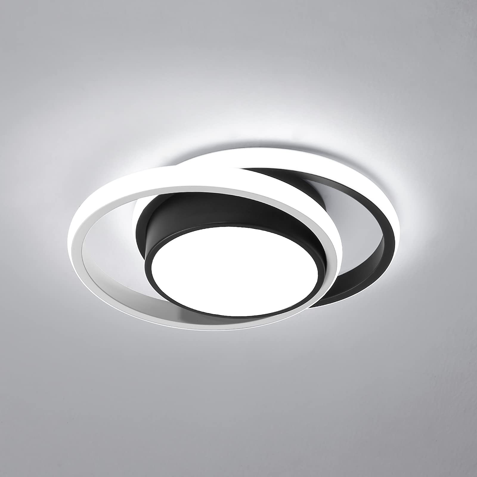 Plafonnier LED moderne 22W 3000K 2 carré Lustre de Plafond Noir pour salon chambre couloir cuisine salle à manger - 25*17cm - Maison