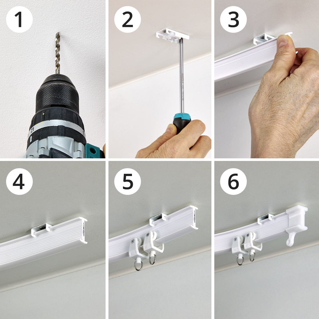 Trilhos para Cortinas Curvos para Teto, Calha Altamente Flexível e Resistente, Facilmente Ajustável a qualquer forma, CINTACOR Branco 300cm - 7