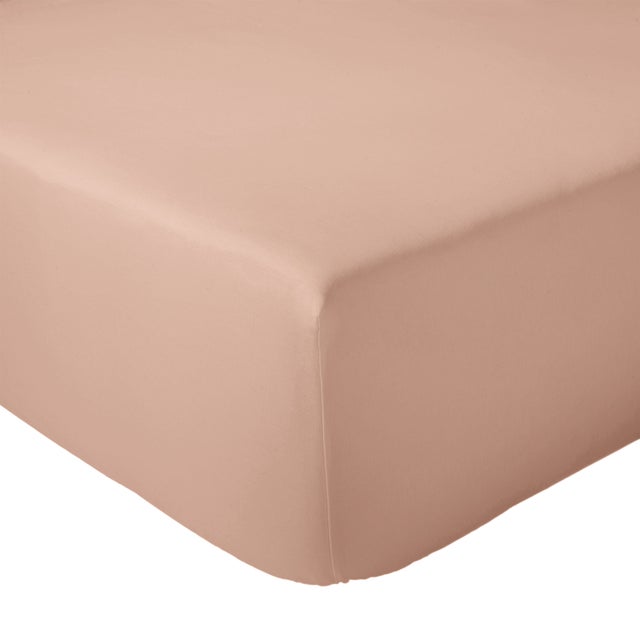 Drap-housse percale de coton uni bonnet 30 cm - Pêche - 140x200 cm - Percale de coton