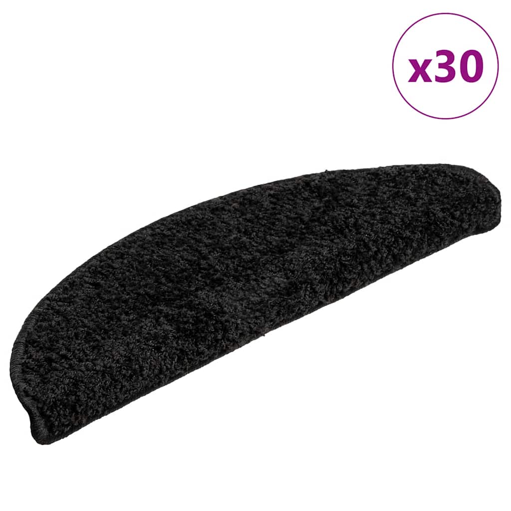 Tapis d'escalier 30 pcs. noir 56x17x3 cm - 2