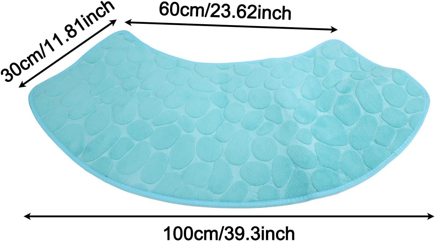 Zakrzywiona mata prysznicowa, antypoślizgowa, zmywalna, chłonna, do narożnego prysznica, wanny lub pralni, 30 x 60 x 100 cm (niebieska)