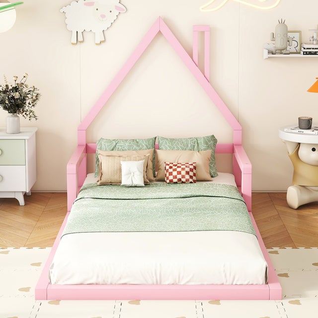 Letto per bambini 90x200 cm - in legno di pino massello - Rosa