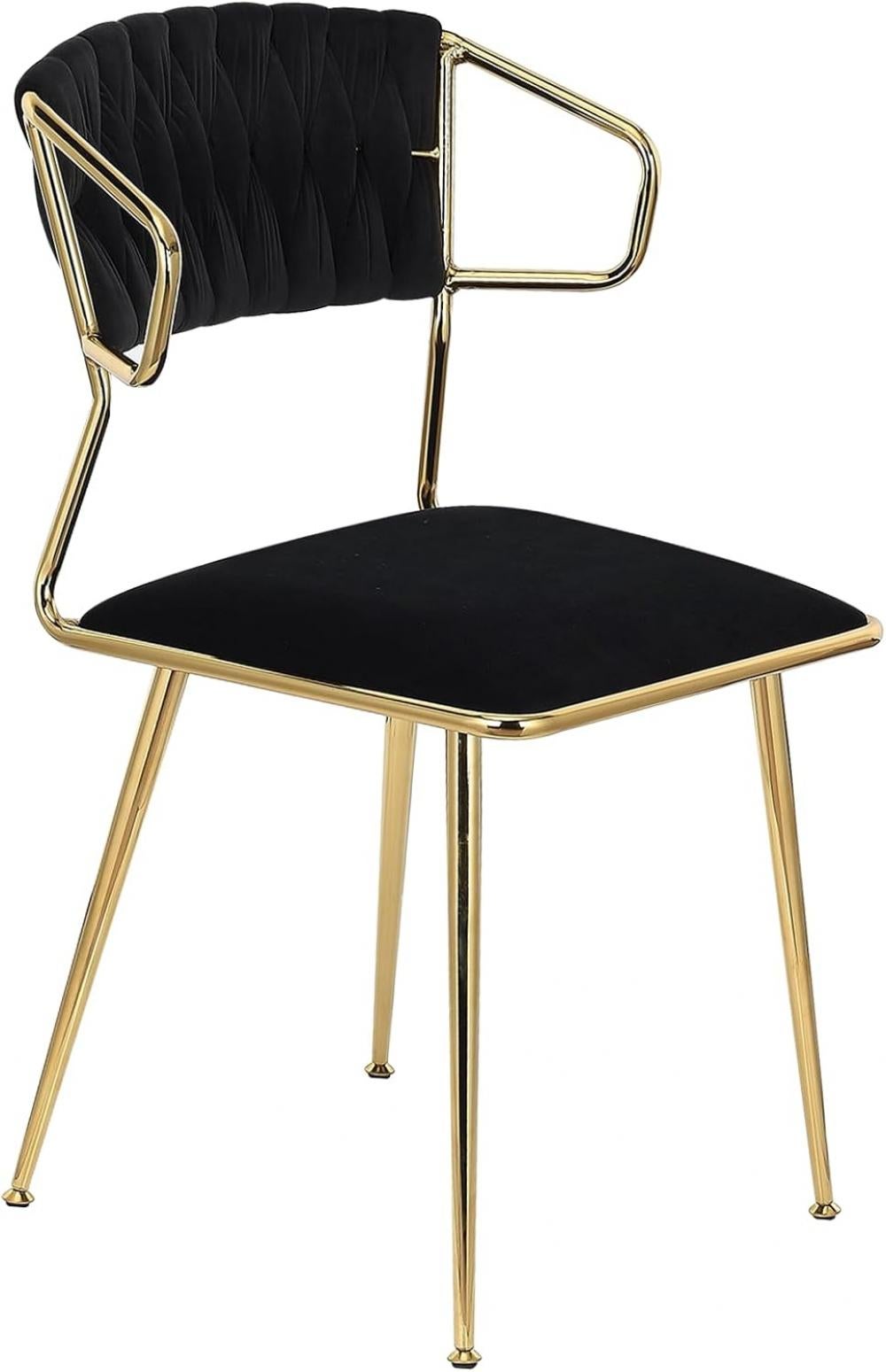 Lot de 2 chaises de salle à manger pour salon et cuisine, revêtement velours, pieds métal, 44 x 44 x 77 cm - 9