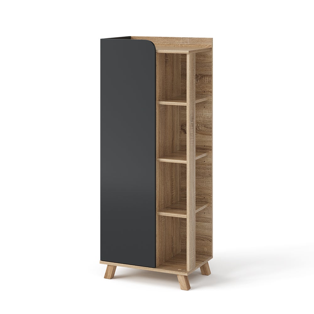 Vicco Szafka Midi Karen, Sonoma/antracyt, 50 x 128 cm z drzwiami i otwartymi przedziałami