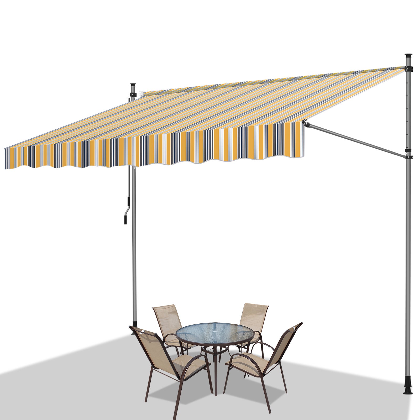La toldo del balcón vuelve a estirar manualmente la manivela de la toldo del balcón para evitar rayos ultraviolet 3,5 m