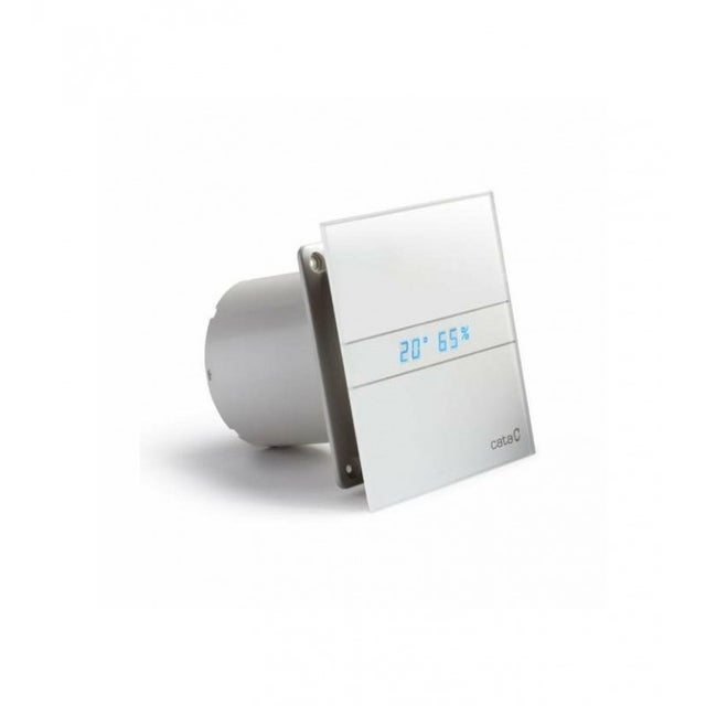 Aerateur Salle De Bain Extracteur D'air Cata Verre Affichage De Température Hygrostat Blanc 100mm