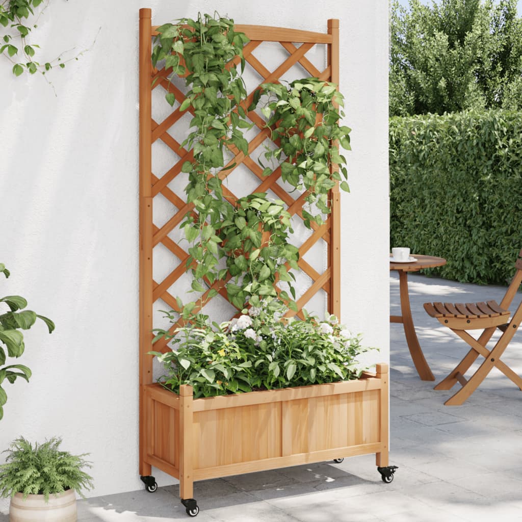 Support Mural Extensible Pour Jardinières - Lot De 2 Treillis En Bois Naturel Pour Plantes Grimpantes