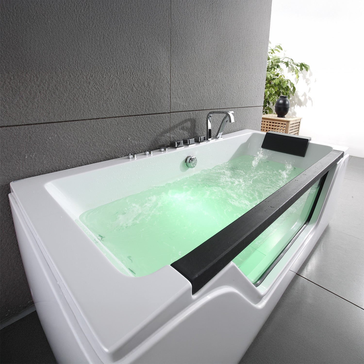 Baignoire Balnéo Rectangulaire Avec Hublot Tahiti Jets 170 X78 X60 Cm, By Spalina - 5