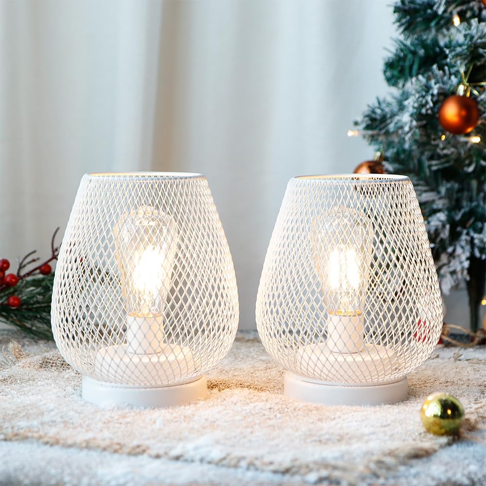 Latarnie LED z metalową klatką (zestaw 2) - Przenośne oświetlenie do sypialni, ogrodu, na przyjęcia - Elegancki wygląd do dekoracji wnętrz/na zewnątrz