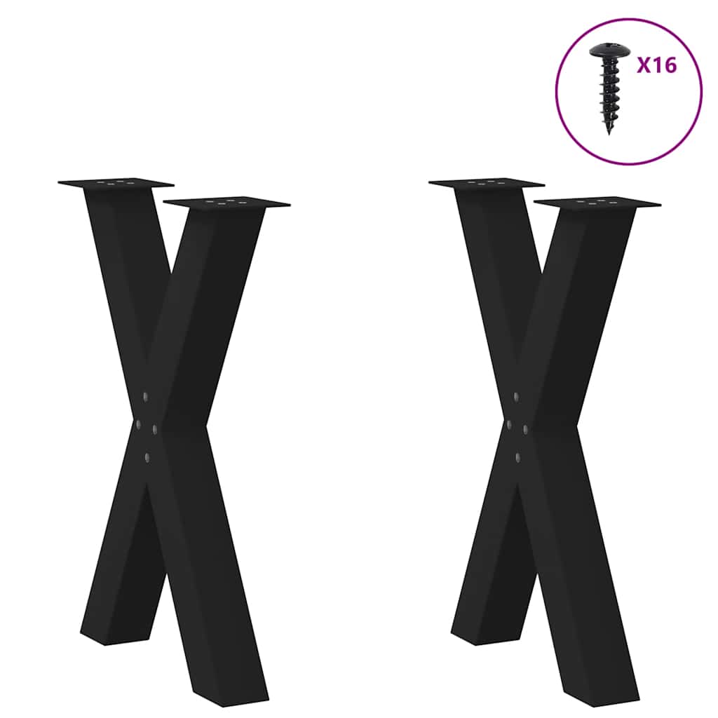 Maison Exclusive - Pieds de table à manger en forme de X, 2 pièces, noir, 50 x (72-73) cm, acier - 3