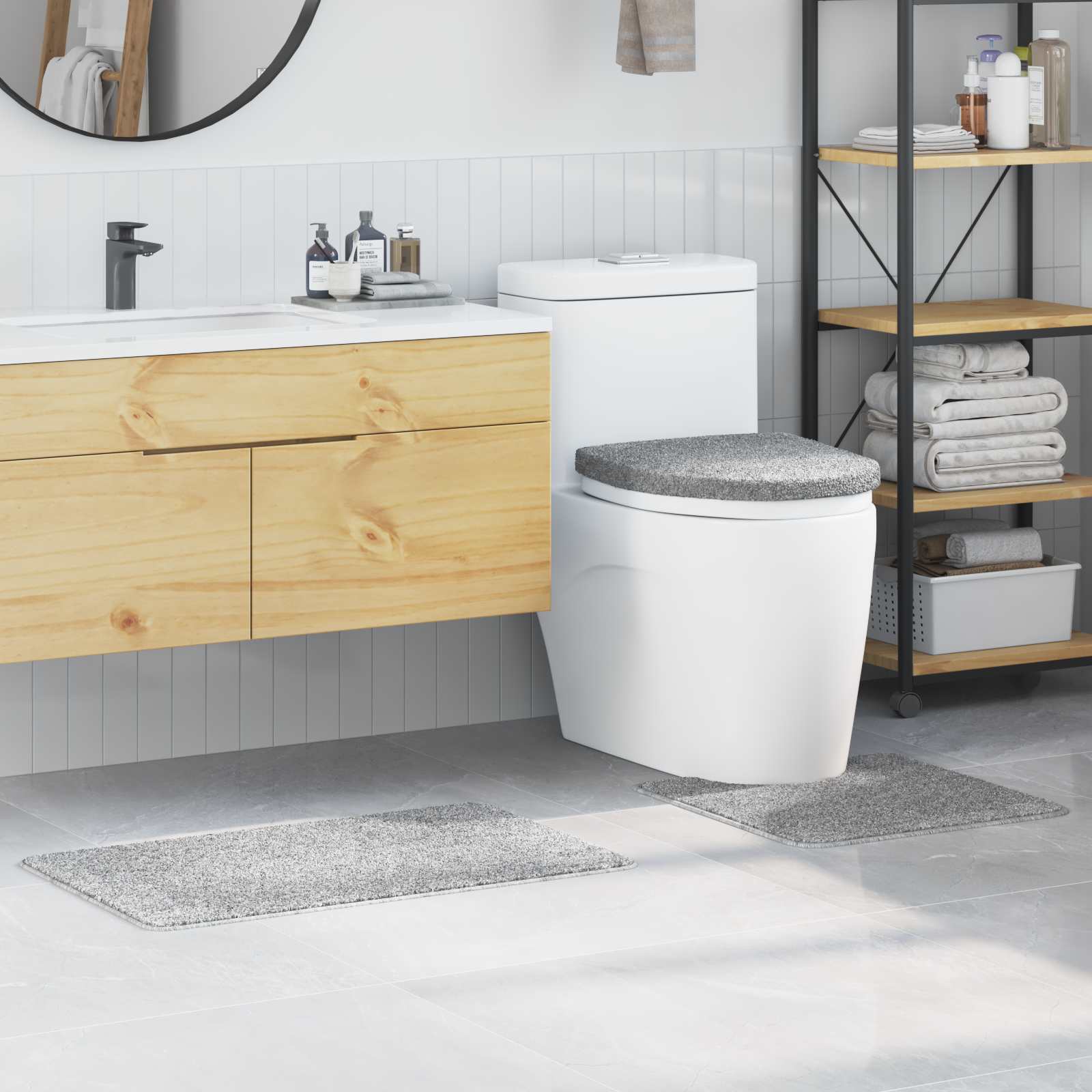 Zestaw mat łazienkowych antypoślizgowych 3 pcs Szary PP vidaXL