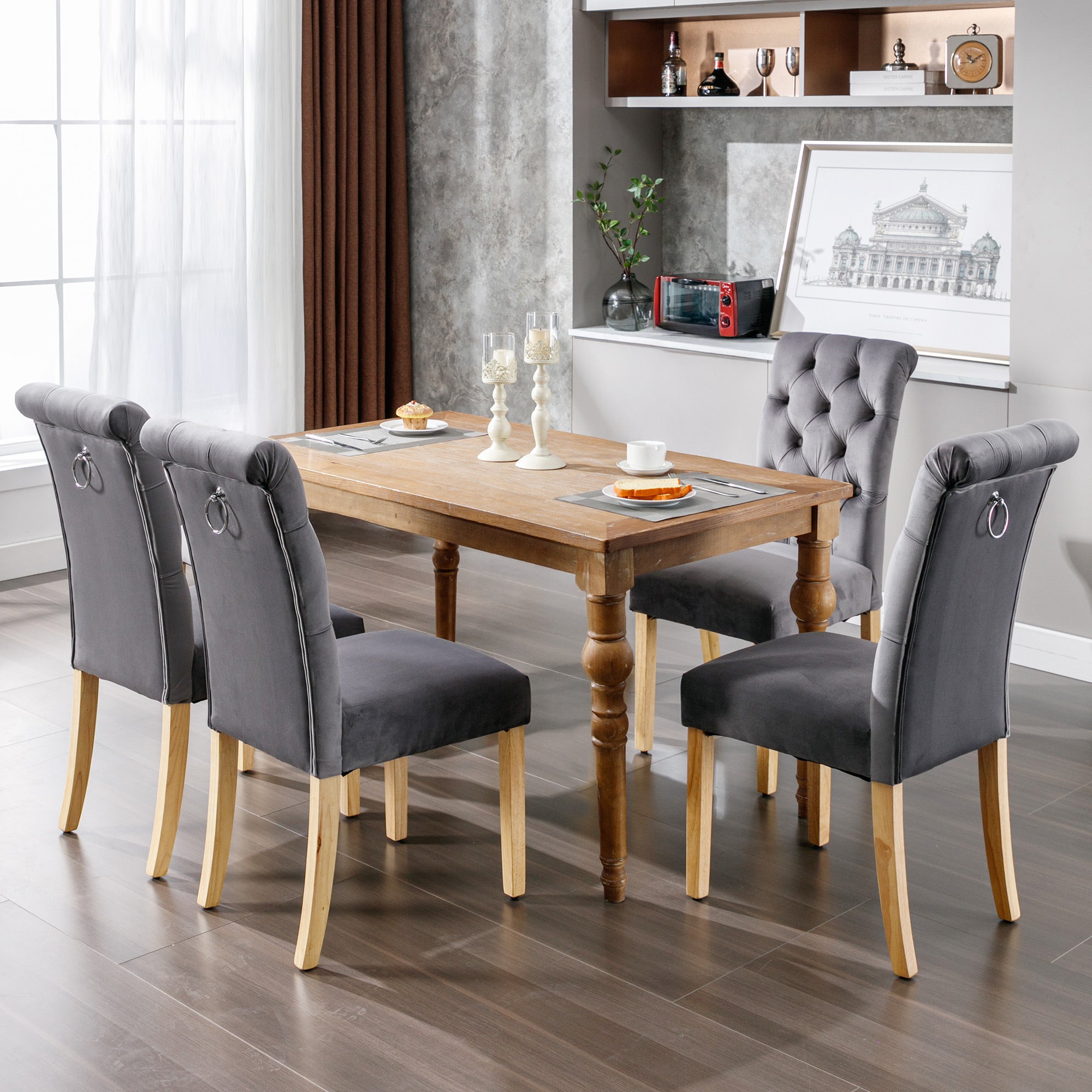 Set 4 Sedie Nere In Ecopelle Imbottita Salotto Moderna Sala Da Pranzo Soggiorno - Foto 6