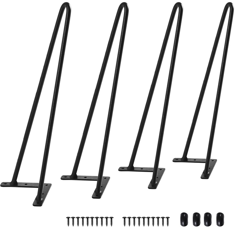 Lot de 4 Pieds Épingle en Métal Pieds de Table Basse Bricolage 20 Vis 4 Protège Pieds 40 cm de Haut Noir Yaheetech - 7