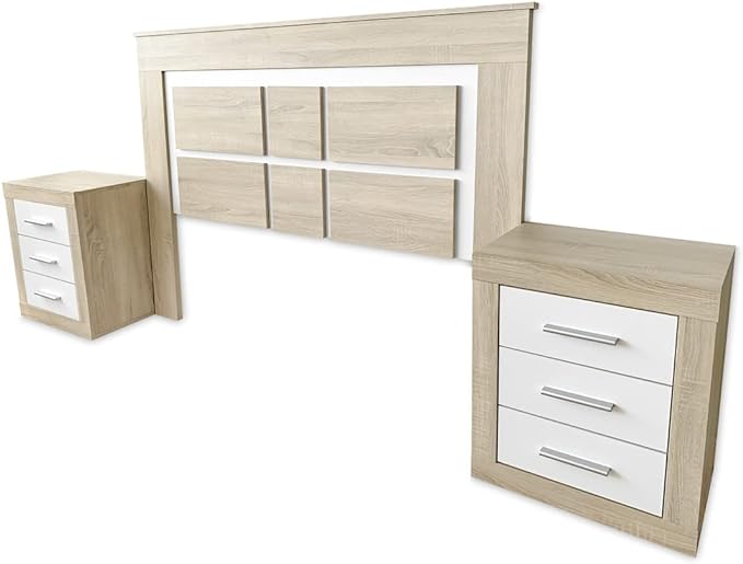 BricoExpo - Cabezal para Cama de Matrimonio con patas, Color Cambria y Blanco, Medidas: 160 cm (Ancho) x 119,3 cm (Alto) x 3,8 cm (Fondo) - 4