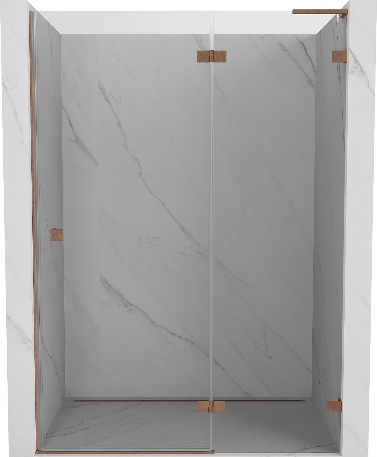 Mexen Lunar L drzwi prysznicowe uchylne prawe 135 cm, transparent, miedź szczotkowana - 834L-135-000-65-00-P