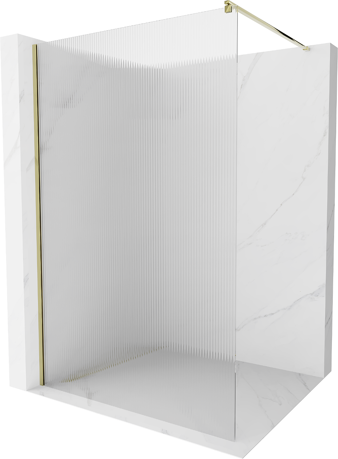 Mexen Kioto ścianka prysznicowa Walk-in 70 x 200 cm, prążki 8 mm, złota - 800-070-101-50-09