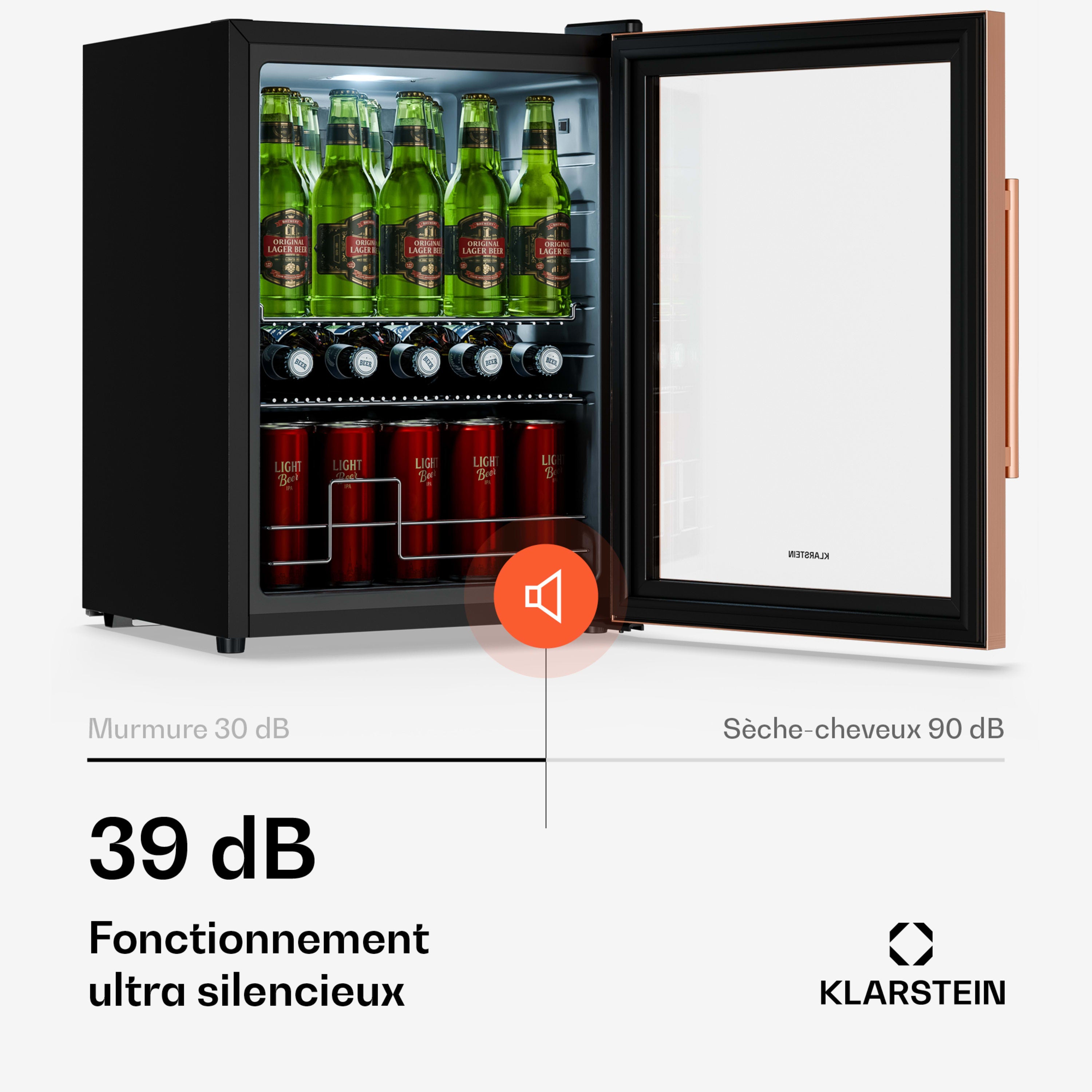 KLARSTEIN Beersafe réfrigérateur à boissons avec porte vitrée | 64 x 48 cm | 60 litres | 85 W | Cuivre/Noir Noir - 6