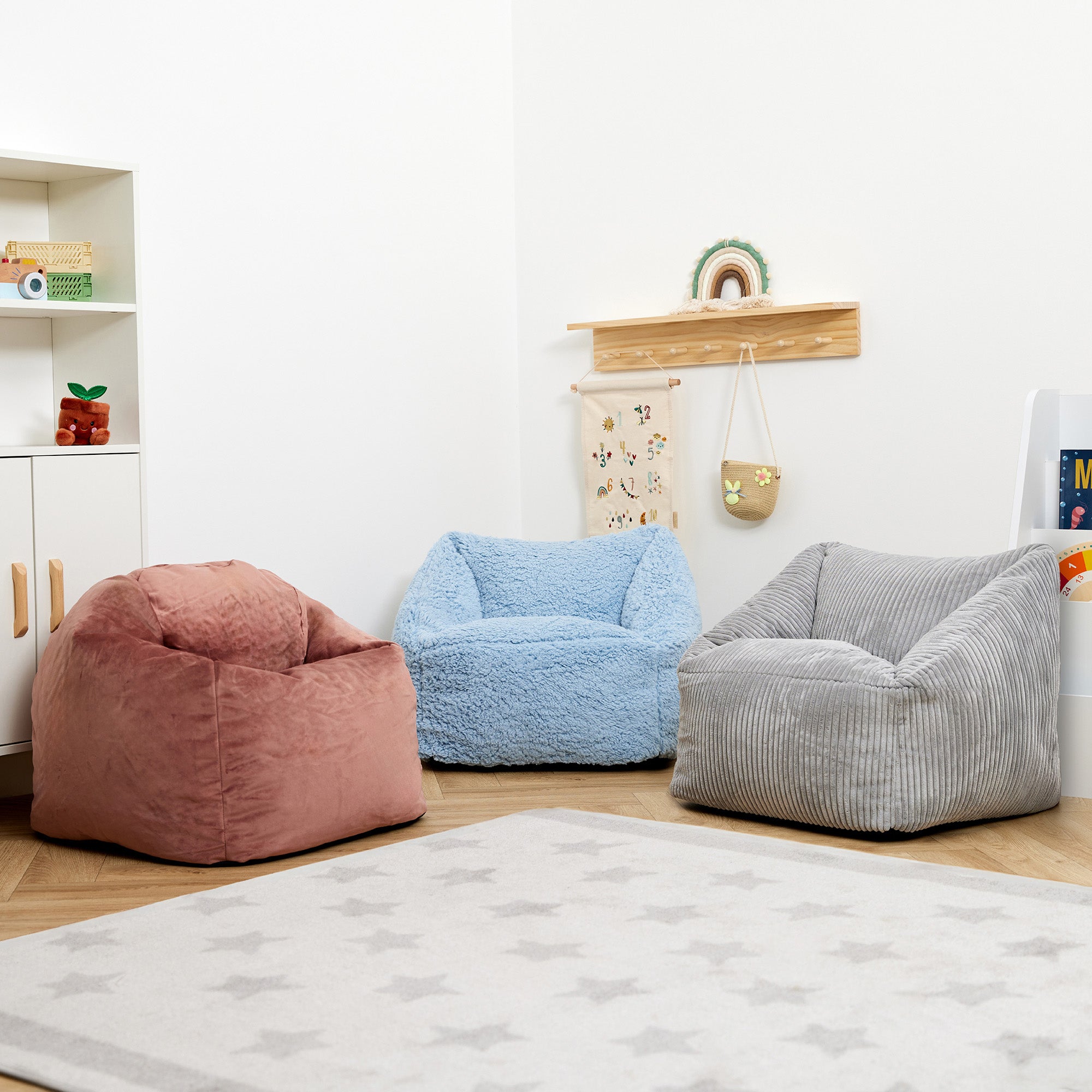 Pouf fauteuil Icon enfant velours rose, chambre, salon, 55x53cm - 7