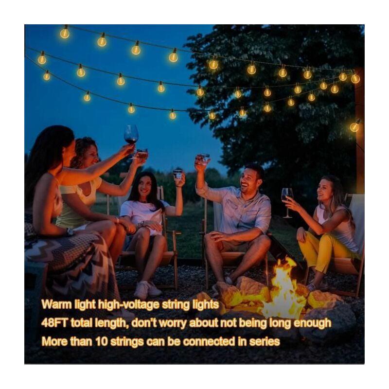 Cordão de luzes LED para exterior de 15 metros com 25 lâmpadas E27 G40, à prova d'água IP44, em plástico, ideal para jardim, quintal, pátio e Natal. - 4