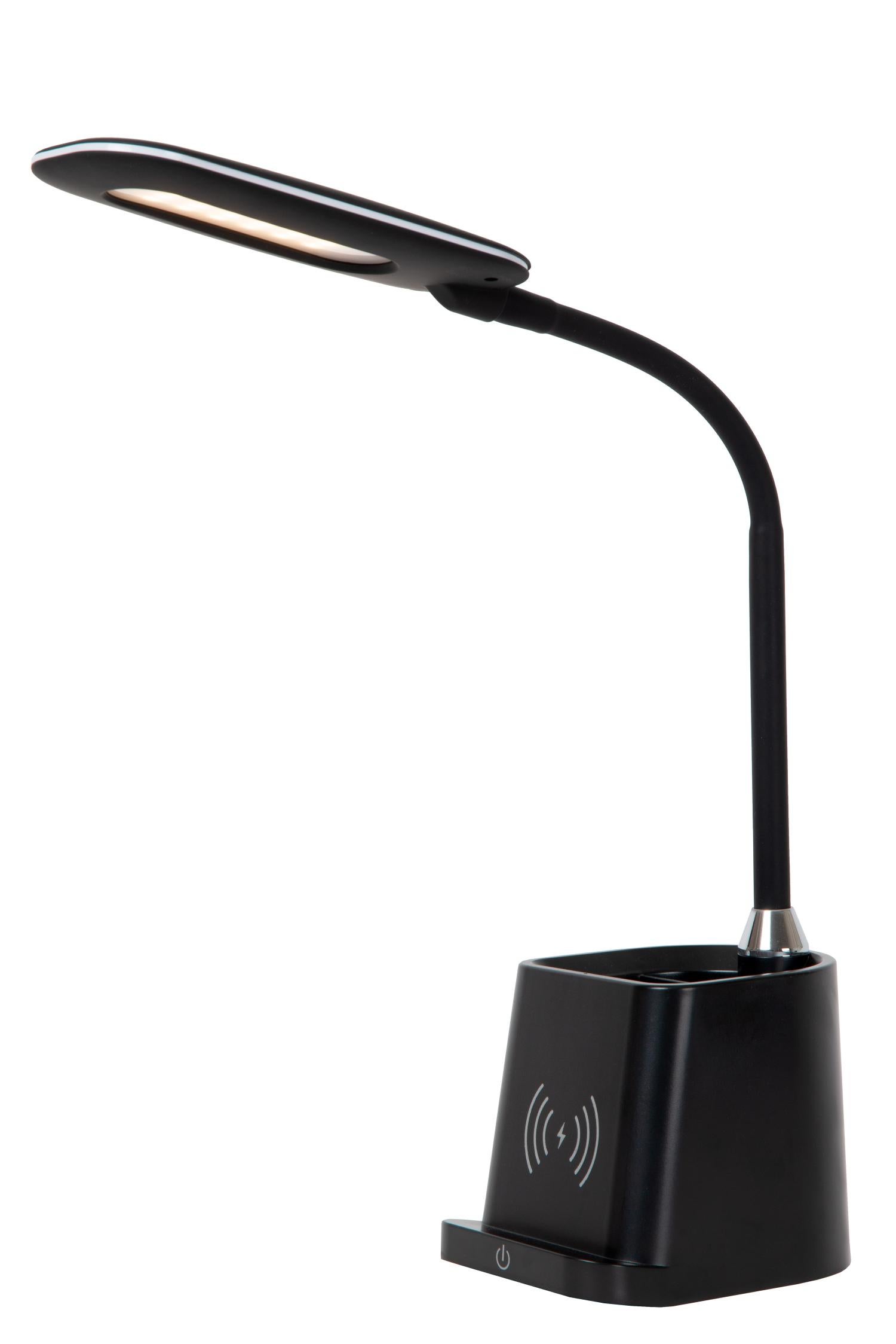 Lampa biurkowa z ładowarką indukcyjną i przybornikiem czarna LED 4.7W Penny Lucide