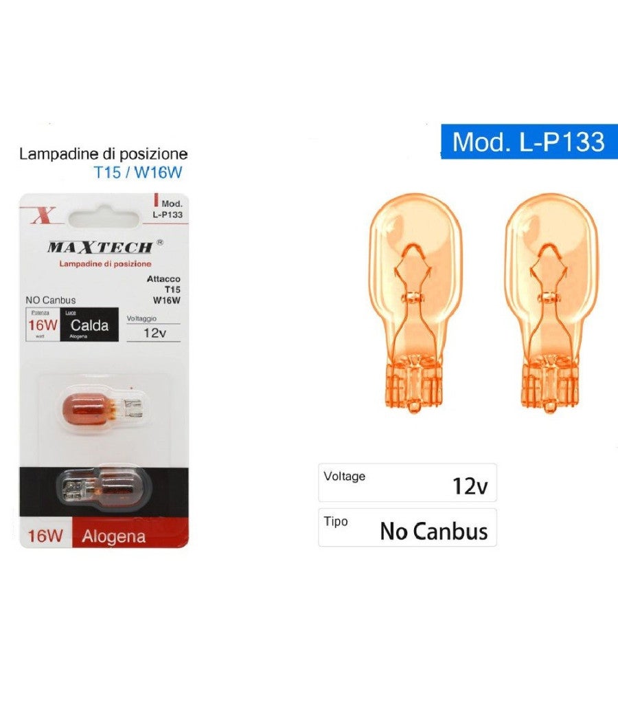 Lampadine Per Auto T15 W16W Pure Light – 12V 16W, Attacco W2,1x9,5d, Base In Vetro (Confezione Da 2) - 3