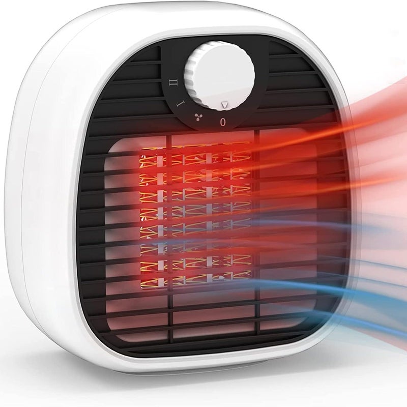 Grzejnik ceramiczny o mocy 1000 W, 2 ustawienia temperatury, zabezpieczenie przed przegrzaniem i przewróceniem, idealny do łazienki lub salonu.