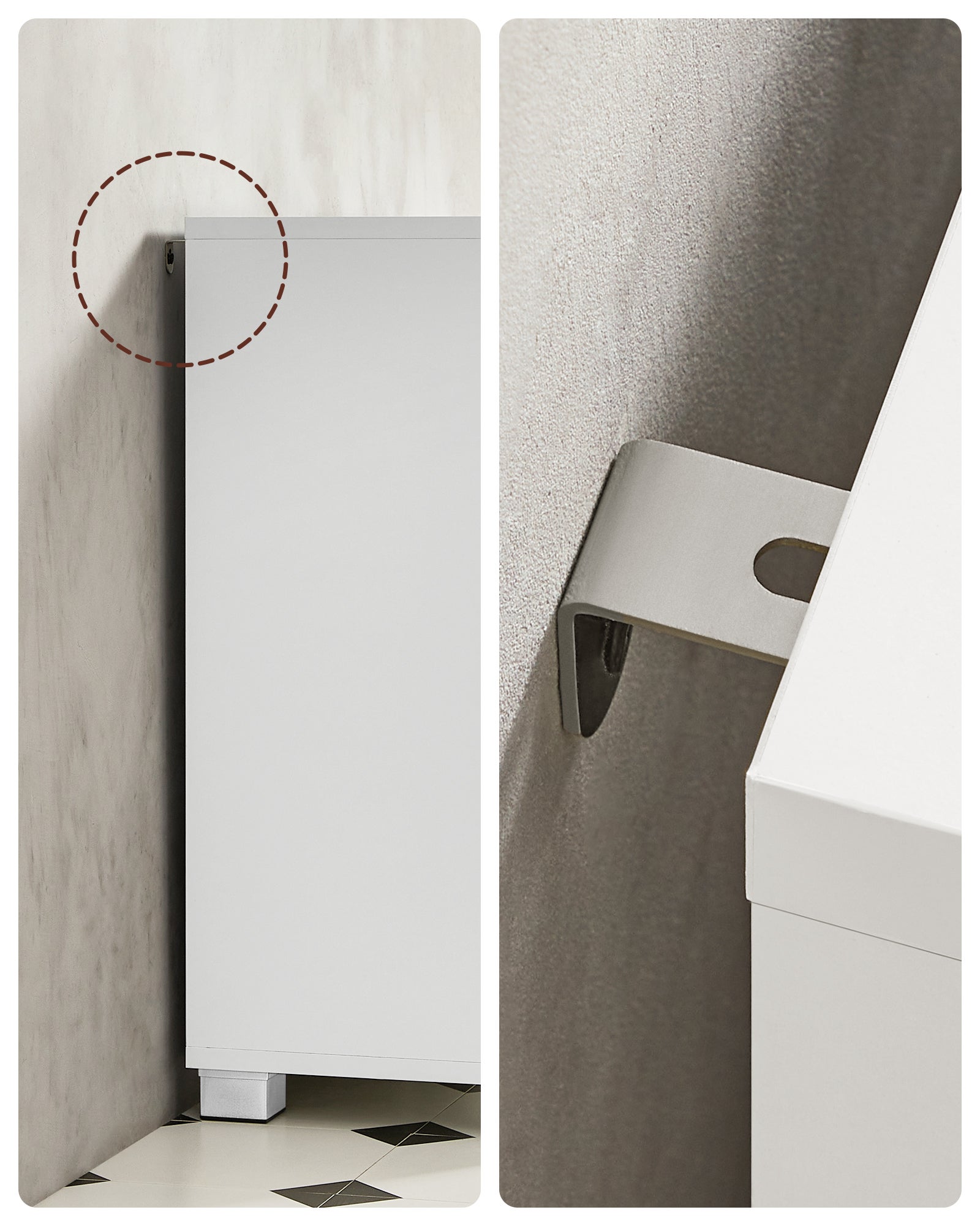 Meuble Sous Lavabo, 3 Grands Tiroirs, 2 Compartiments Derrière Porte, 70 x 30 x 64 Cm, Blanc - 7