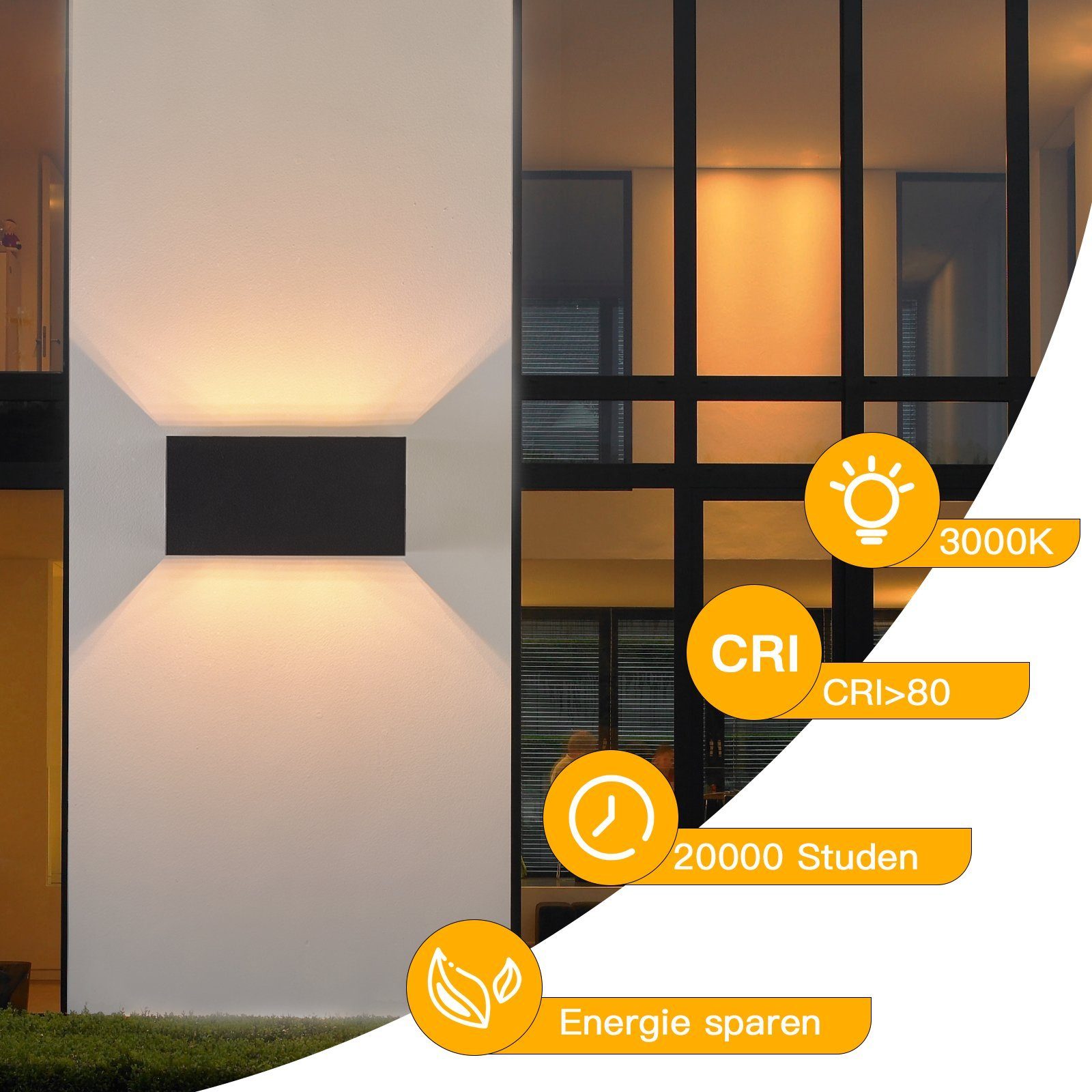 NETTLIFE 2 Appliques Murales LED Noires IP65, Lumière Blanche Chaude Réglable G9, pour Salon, Jardin, Terrasse - 6