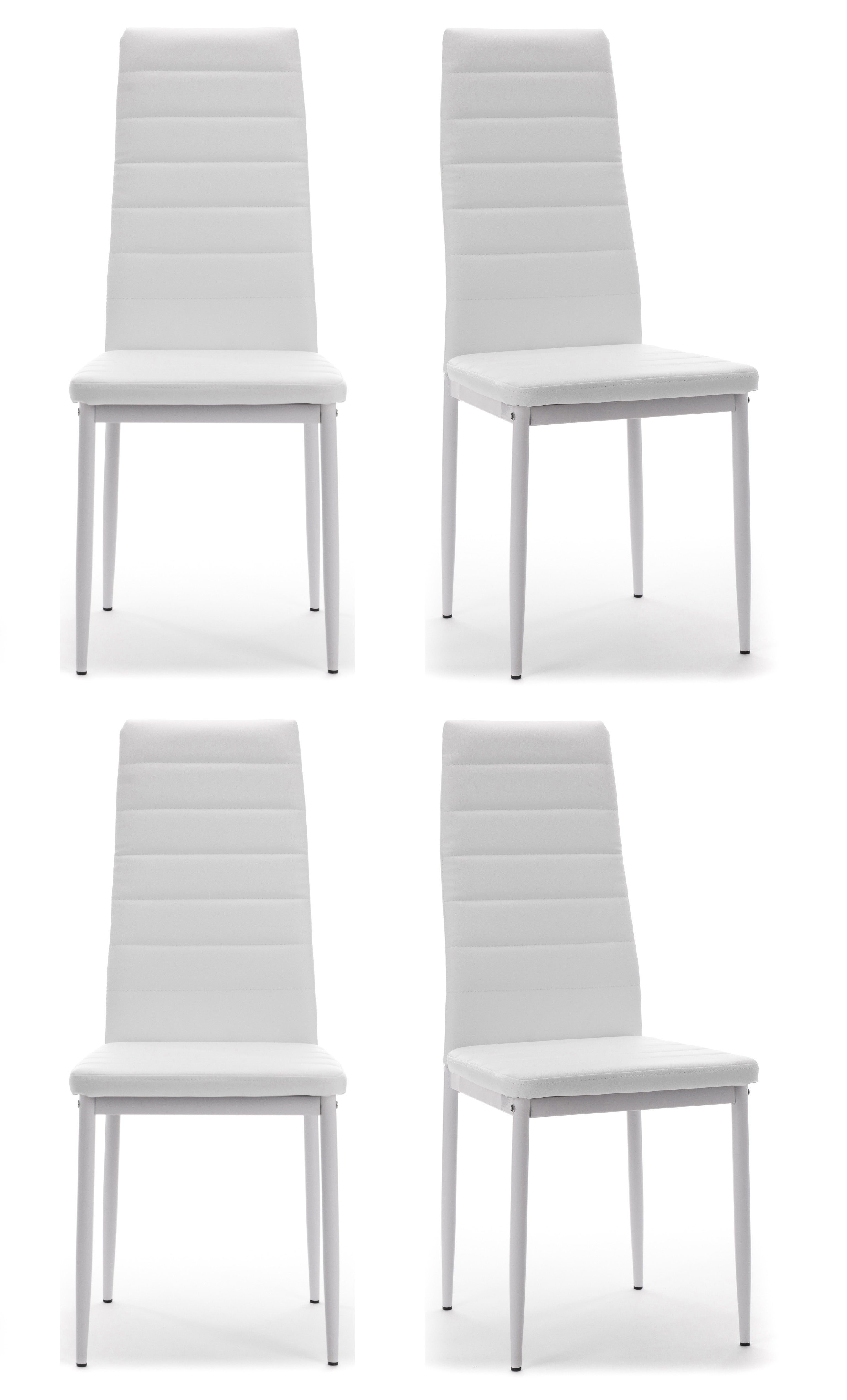 Zestaw 4 krzesła FADO tapicerowane ekoskóra białe