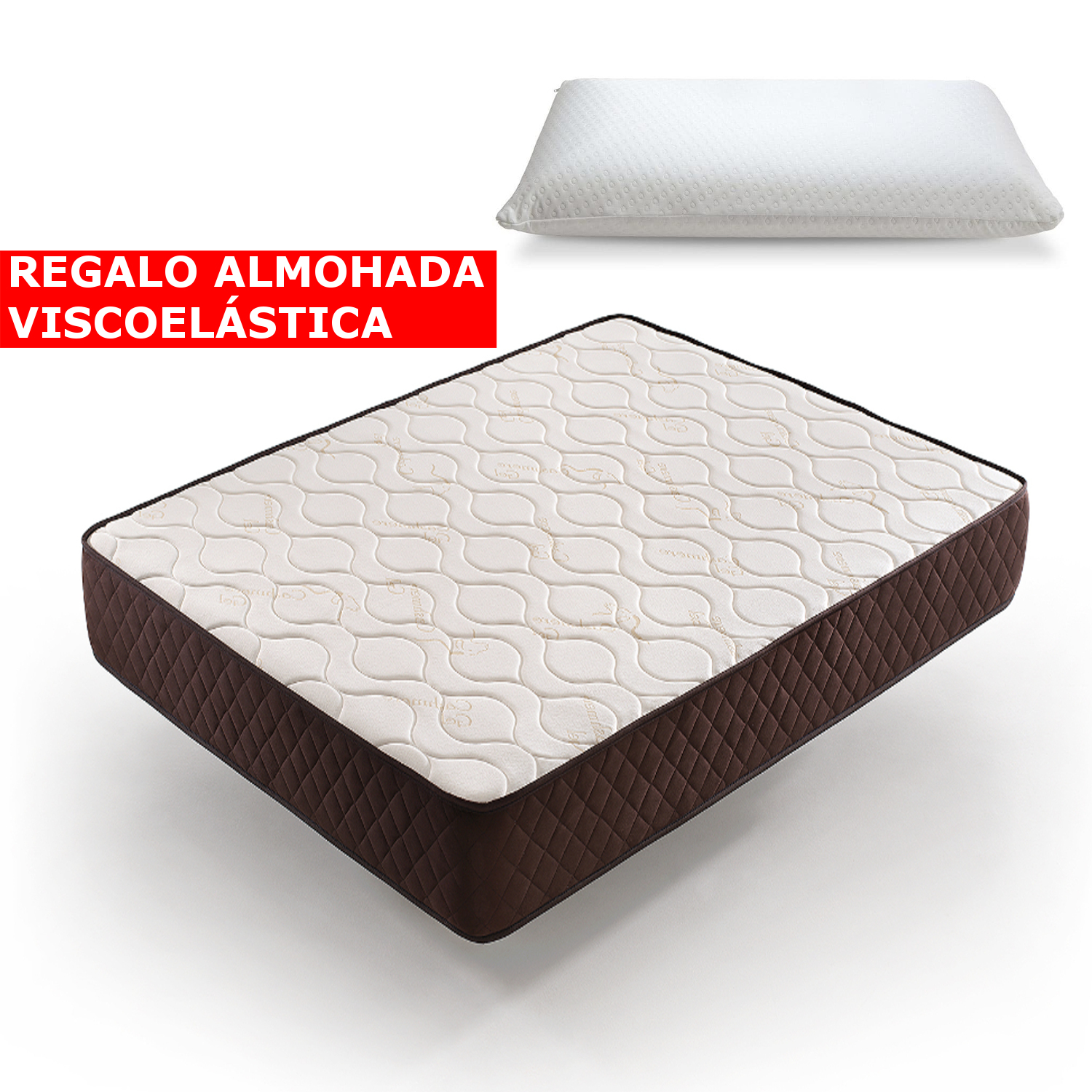 Colchon 150x190 viscoelástico + regalo 2 almohadas viscoelasticas 75 cm descansin | para personas con dolores de espalda | alta firmeza | efecto nube