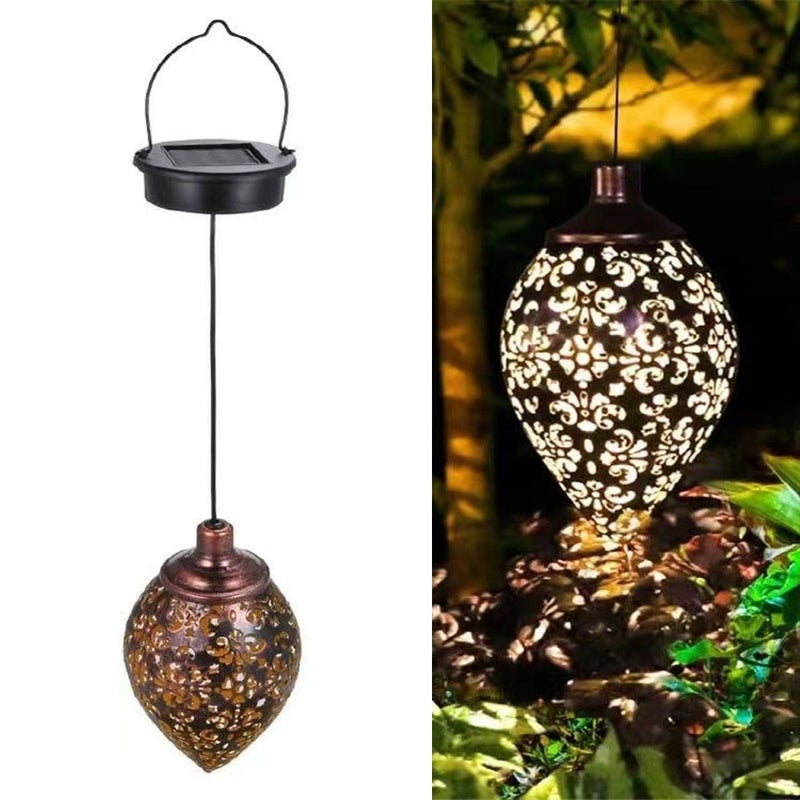 Wodoodporne, żelazne lampy solarne, lampy ogrodowe LED w kształcie kropli wody, puste w środku dekoracyjne lampy projekcyjne do ogrodu i na taras.