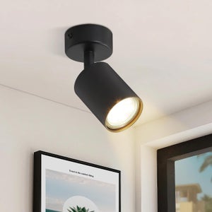 Kimjo Faretti LED da Soffitto - Lampada Faretti Soffitto Orientabili - Lampadario Faretti Cucina Lampadario Salotto - Plafoniera Faretti da Parete Neri Lampada da Soffitto 6 Luci Senza Lampadina