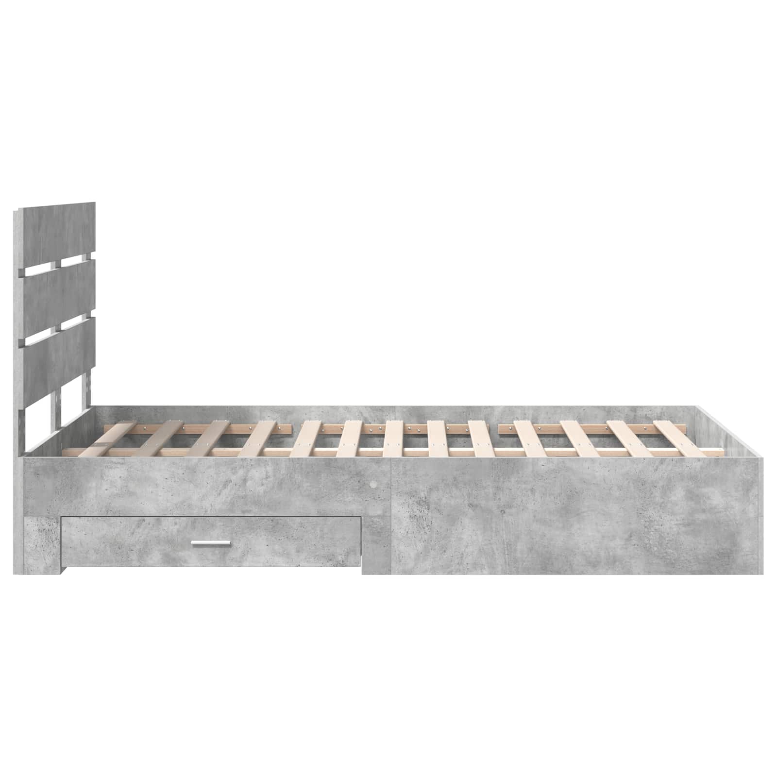 Cadre de lit en panneau de bois, gris béton, pour la chambre, 135 × 190 cm - 9