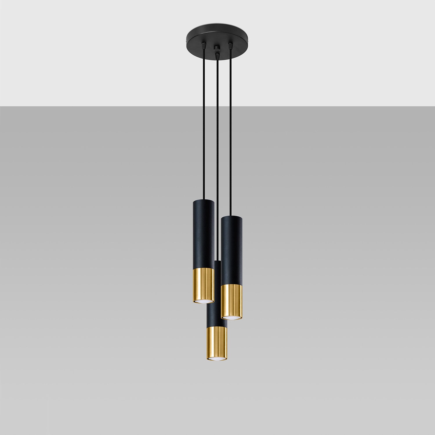 Lampa wisząca LOOPEZ czarna-złoto 3 x GU10 x 40W wym: 100 x 29 x 29 cm Sollux Lighting