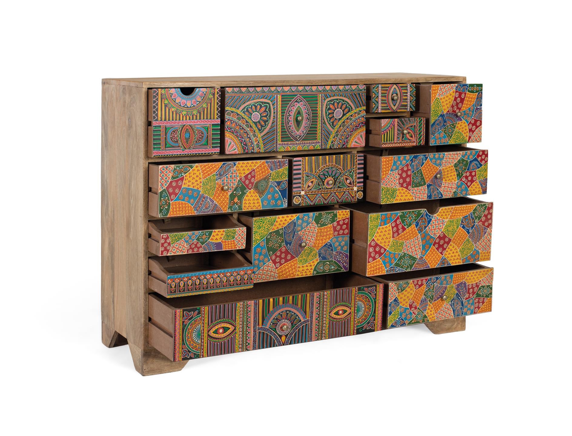 Komoda z drewna mango 120 cm w stylu boho etnicznym - 91x120x40 GYC - 3