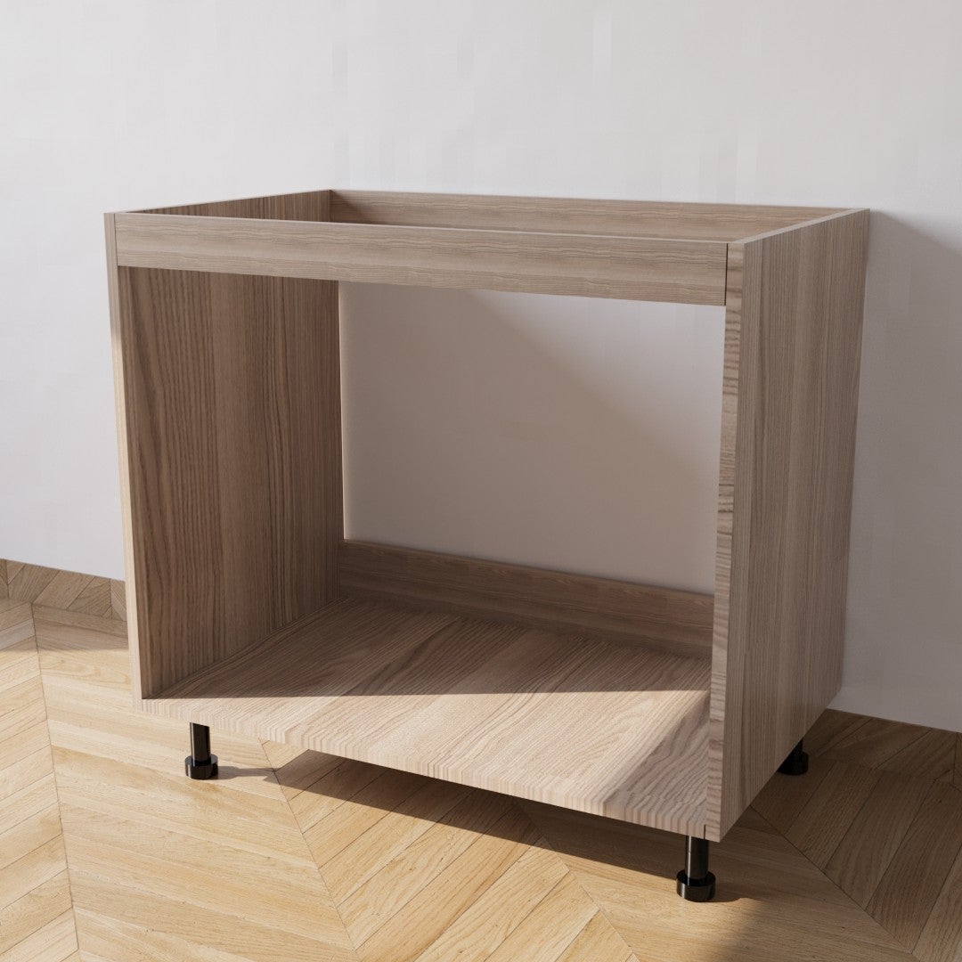 Mueble bajo para fregadero empotrado l90 h72 p55 sin puertas olmo