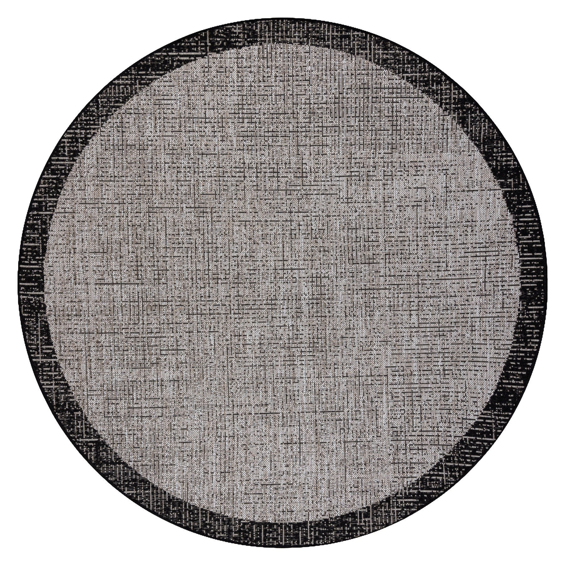 Covor sisal Floorlux Cerc 20401 Cadru argintiu si negru cerc 160 cm ...