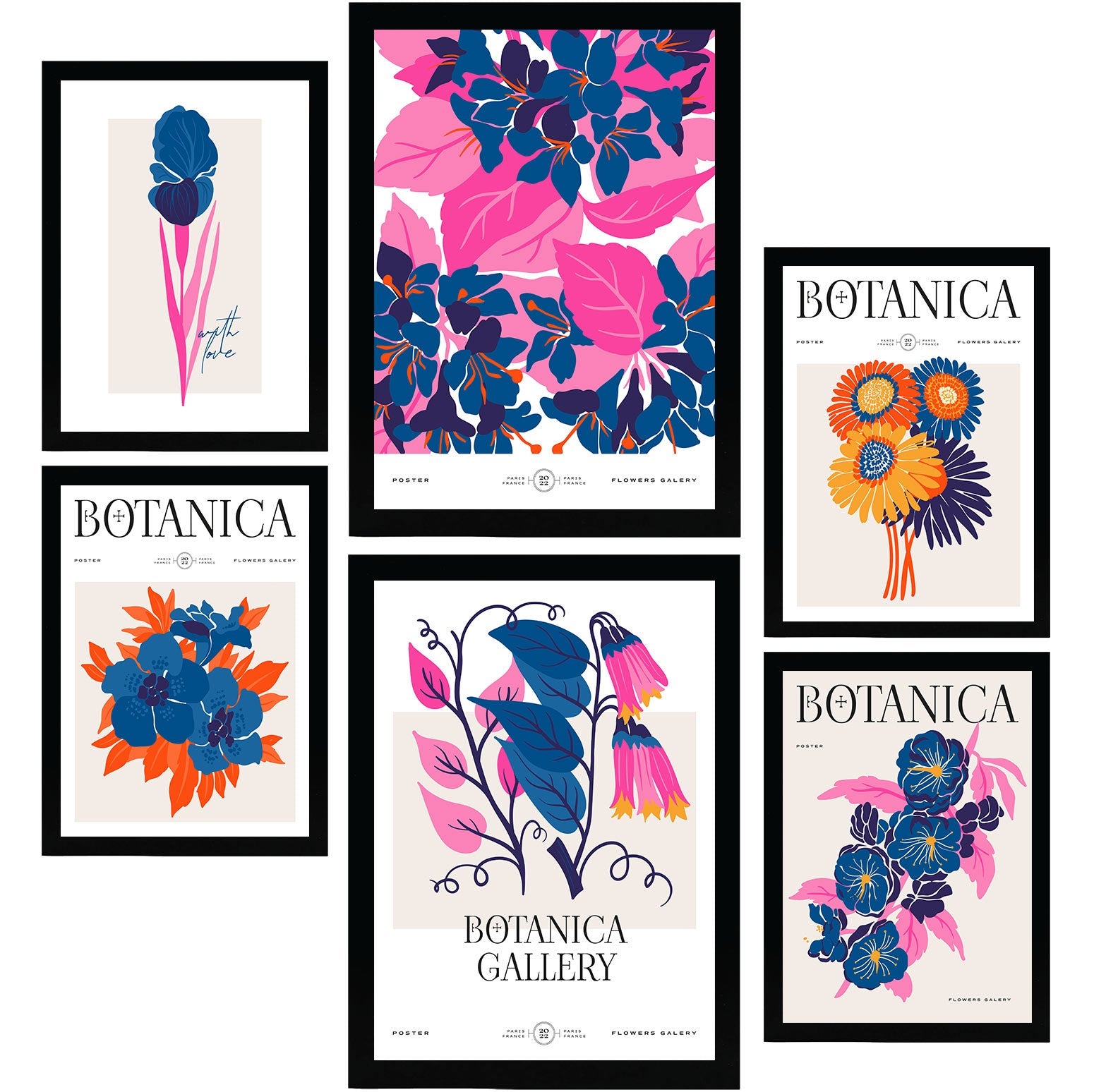 Nacnic set de 6 posters florales galería botánica láminas de naturaleza y botánica para el diseño y tamaños a3 & a4 sin marcos