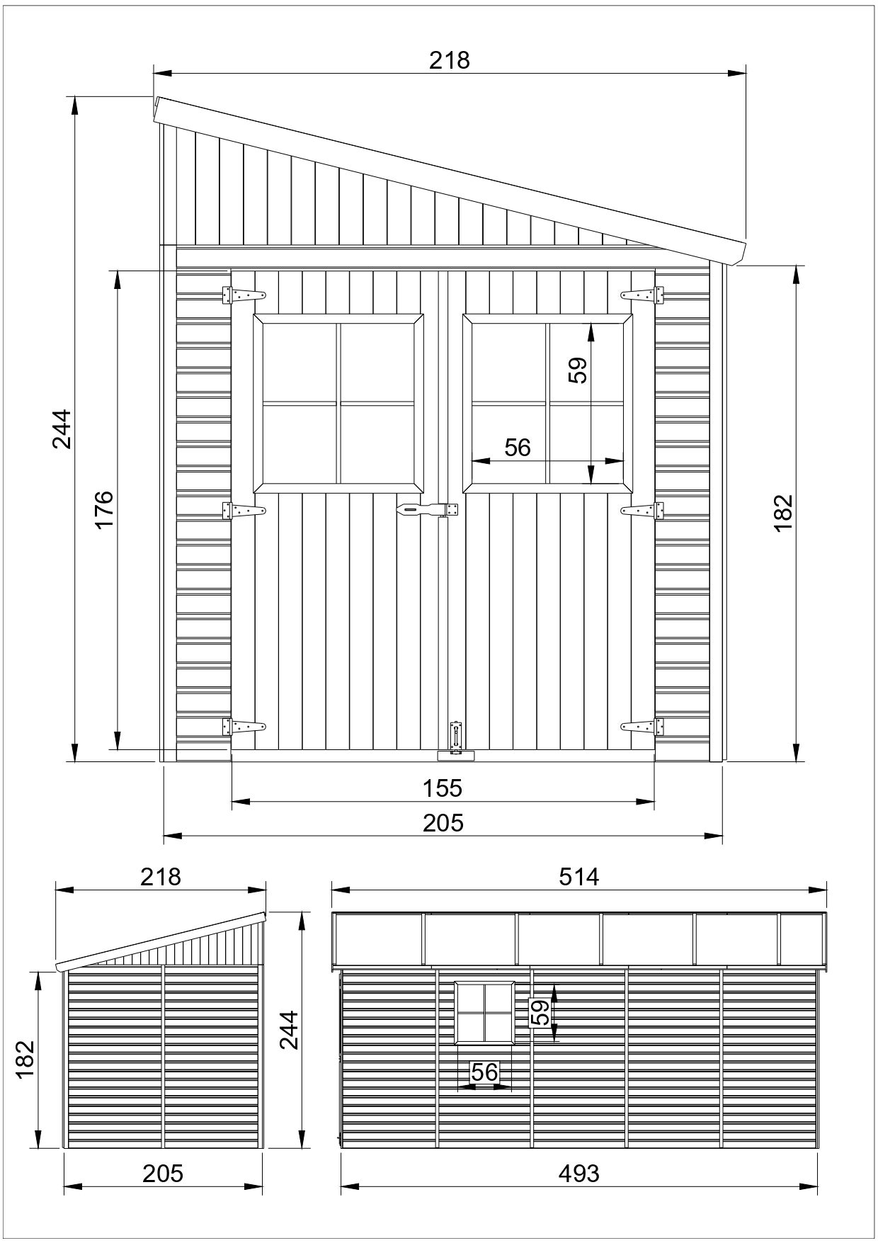 Cobertizo de madera para jardín CON PARED LATERAL- CON SUELO TRATADO– H244x216x514 cm/10.2m2 Cobertizo de madera natural - TIMBELA M341A+M341G - 8