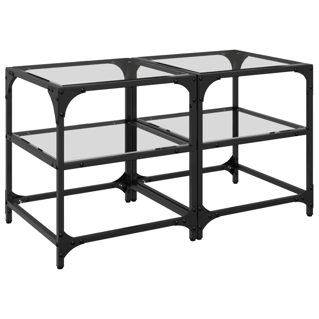 Table basse en verre transparent, bois composite, acier, verre, petite ...